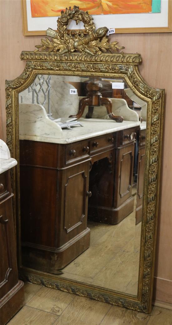 A Louis XVI-style overmantel mirror W.78cm